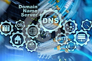 DNS. Domain Name System. Network Web Communication. Internet and digital technology concept