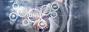 DNS Domain name System server concept. Mixed media photo
