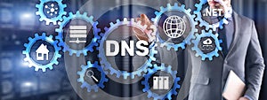 DNS Domain name System server concept. Mixed media. photo