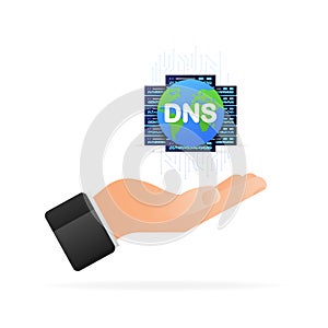 DNS icon on white background. Isolated vector illustration. Cyber security concept