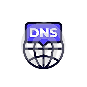 DNS icon on white, Domain Name System photo