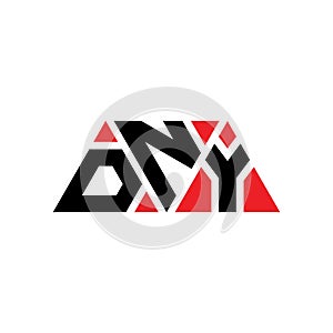 DNY triangle letter logo design with triangle shape. DNY triangle logo design monogram. DNY triangle vector logo template with red