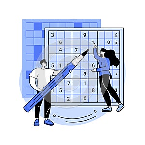 Do a crossword and sudoku abstract concept vector illustration.