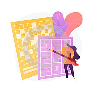 Do a crossword and sudoku abstract concept vector illustration