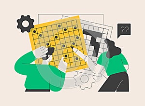 Do a crossword and sudoku abstract concept vector illustration.