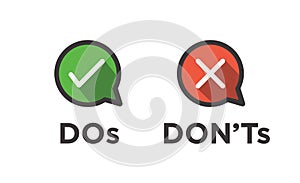 Do and Don`t or Good and Bad Icons with Positive and Negative Sy