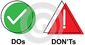 Do and Don\'t or Good and Bad Icons or Positive and Negative Symbo