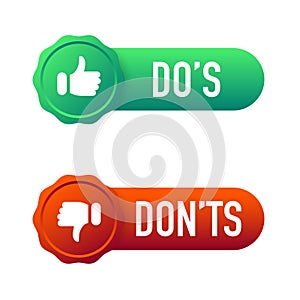 Do and Don& x27;t with Thumbs up and down Icons with Positive and Negative Symbols