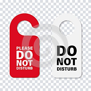 Do no disturb handle door sign. Vector isolated hoter service cardboard sign. Hoted door message. Stock vector