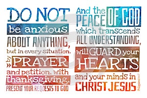 Do not be anxious about anything Philippians 4:6-7 - Poster with Bible text quotation