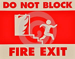 Do not block fire exit sign