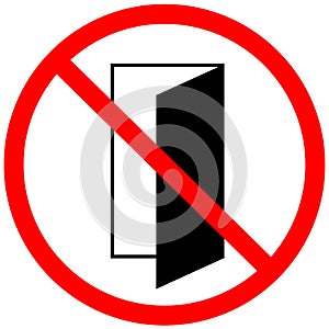 Do not close the door sign on white background. forbidden symbol. notice do not close the door sign. flat style