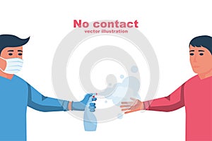 Do not contact. No handshake. Careless person gives hand for a handshake