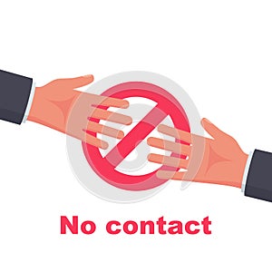 Do not contact. No handshake icon. Red prohibition sign