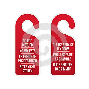 Do not disturb and service my room door signs