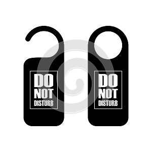 Do not disturb sign set in black. Hotel room. Vector on isolated background. EPS 10