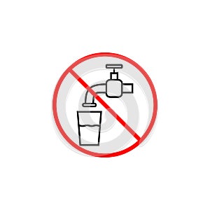Do not drink water line icon, prohibition sign