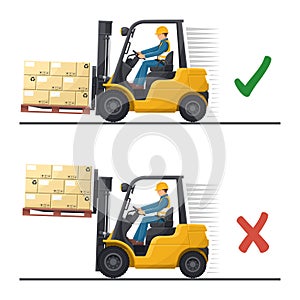 Do not drive with the forks raised or with a elevated load. Safety in handling a fork lift truck. Security First. Accident