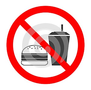 Do not eat and drink symbol. No eating or drinking, prohibition sign.Vector illustration.