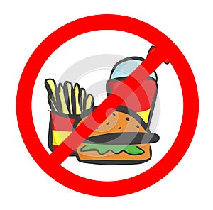 Do not eat and drink symbol. No eating or drinking, prohibition sign.Vector illustration. photo