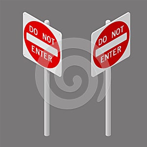 Do not enter isometry road sign photo