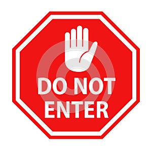 Do not enter sign with hand symbol icon vector illustration photo