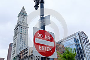 Do not enter traffic sign in a city