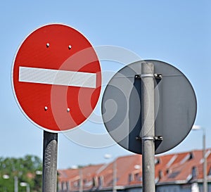 Do not enter traffic sign on the street