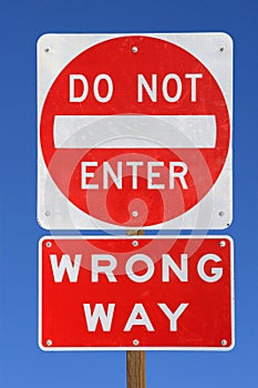 Do not enter wrong way