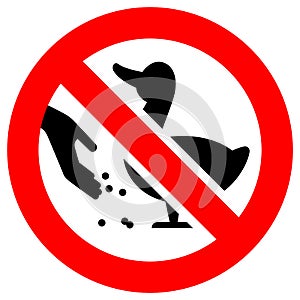 Do not feed birds forbidden sign, modern round sticker, vector illustration photo