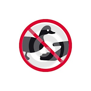 Do not feed birds prohibited sign, don't feed the ducks forbidden modern round sticker, vector illustration