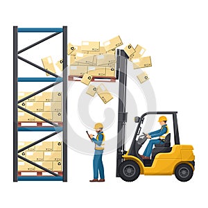 Do not go under the forks. Risk of falling load from a forklift. Safety in handling a fork lift truck. Security First. Accident