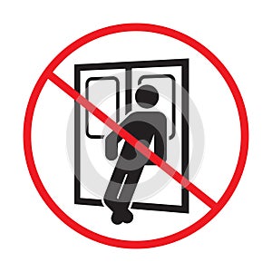 Do not lean against door warning prevention sign vector background