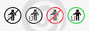 Do not litter icon. Keep area clean concept. Vector on isolated white background. EPS 10