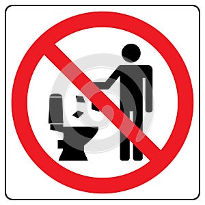 Do not litter in toilet icon. Keep clean sign. Silhouette of a man, throw garbage in a bin photo