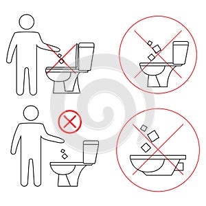 Do not litter in the toilet. Toilet no trash. Keeping the clean. Please do not flush paper towels, sanitary products, icons.