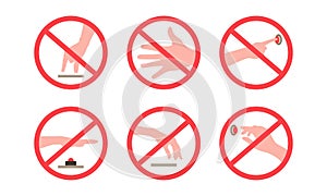 Do Not No Touch Finger Circle Icon Sign Symbol Collection Set