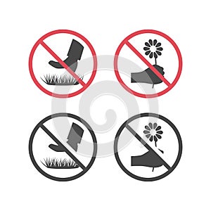 Do not pick the flowers and keep off grass sign