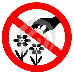 Do not pluck flowers vector sign photo