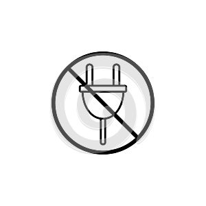 Do not plug line icon, prohibition sign, forbidden