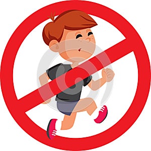 Do not Run Sign for Kids Vector Cartoon Icon