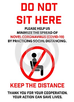 Do Not Sit Here Signage for restaurants and public places inorder to encourage people to practice social distancing to further