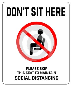 Do Not Sit Here Signage for restaurants and public places inorder to encourage people to practice social distancing to further