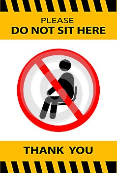 Do Not Sit Here Signage for restaurants and public places photo