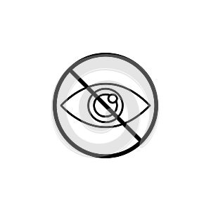 Do not spy line icon, prohibition sign, forbidden