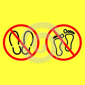 Do not step here please. Warning Sign. No barefoot sign. Footstep Forbidden. Illustration vector