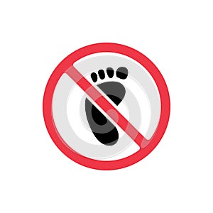 Do not step sign, no barefoot icon, no footprint symbol - Vector