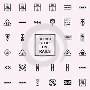 do not stop on rails icon. Railway Warnings icons universal set for web and mobile