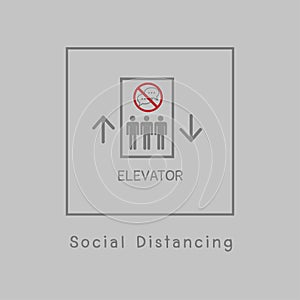 Do not talking in elevator Prevent the spread of Covid-19 by dividing the standing position in the transport lift.