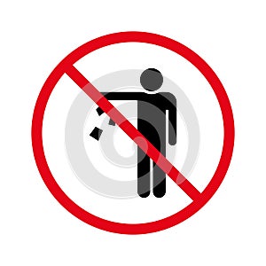 Do Not Throw Trash Glyph Pictogram. Forbidden Drop Rubbish Silhouette Icon. Caution Please Keep Clean, Not Waste